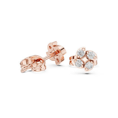 14K Rose Gold Round Lab-Grown Diamond Everyday Wear Earrings for Women | Pure Carat