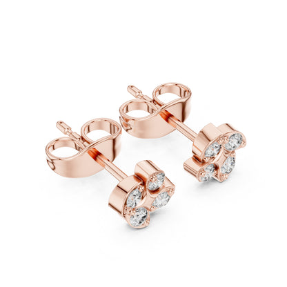 14K Rose Gold Round Lab-Grown Diamond Everyday Wear Earrings for Women | Pure Carat