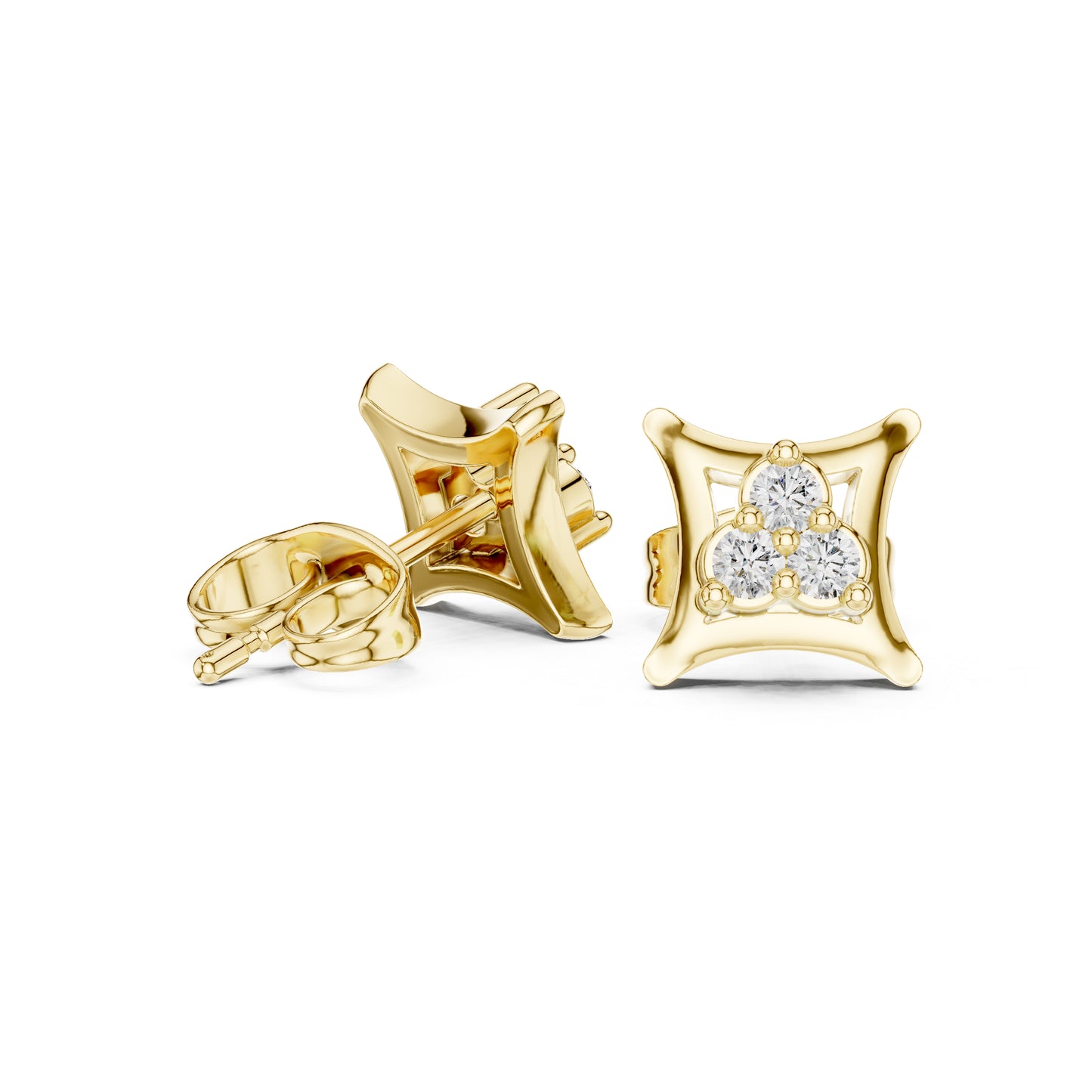 18K Yellow Gold Round Lab-Grown Diamond Engagement Earrings for Women | Pure Carat