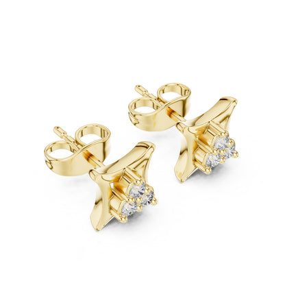 18K Yellow Gold Round Lab-Grown Diamond Engagement Earrings for Women | Pure Carat