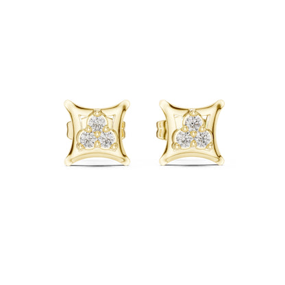 18K Yellow Gold Round Lab-Grown Diamond Engagement Earrings for Women | Pure Carat