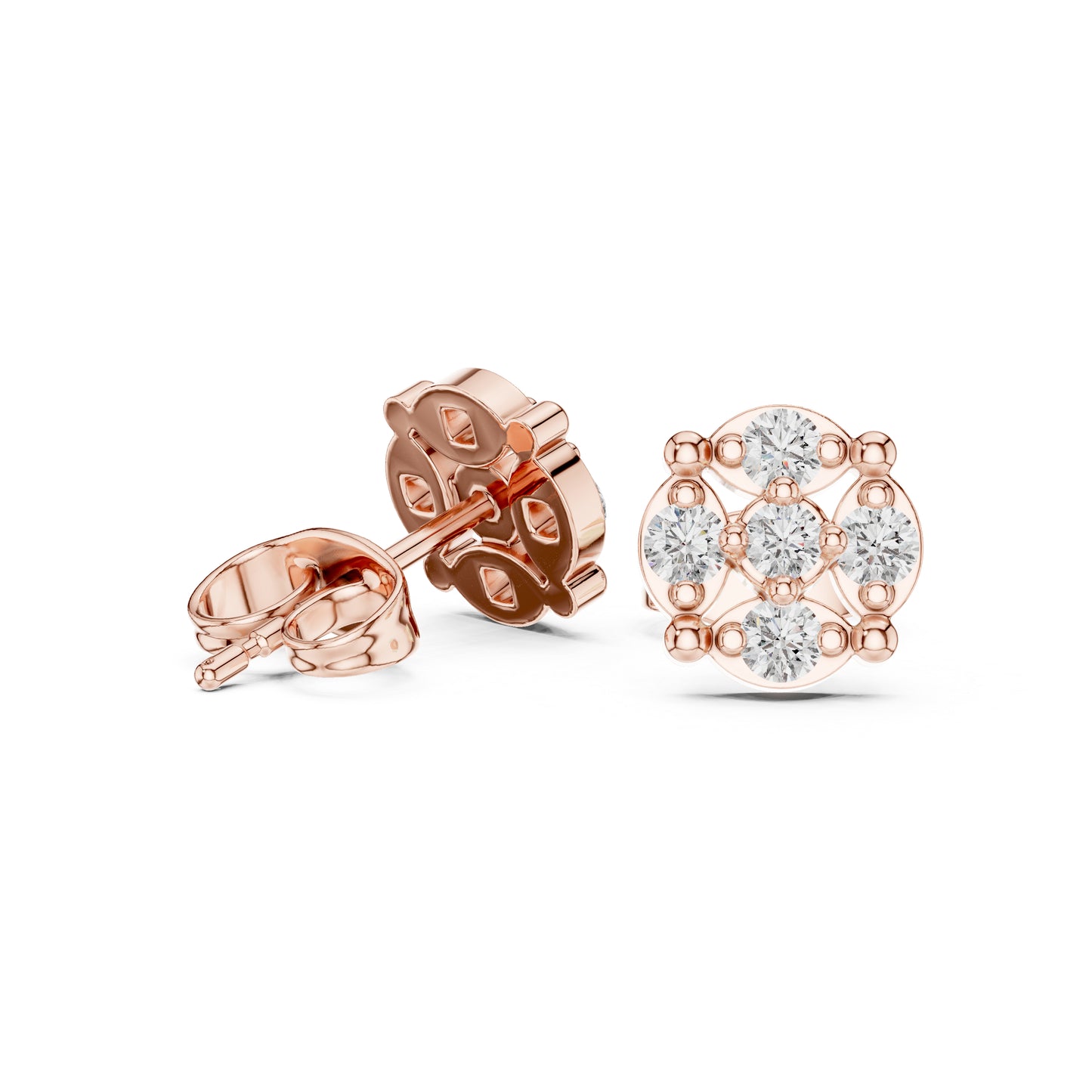 14K Rose Gold Round Lab-Grown Diamond Engagement Earrings for Women | Pure Carat