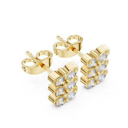 18K Yellow Gold Round Lab-Grown Diamond Wedding Earrings for Women | Pure Carat