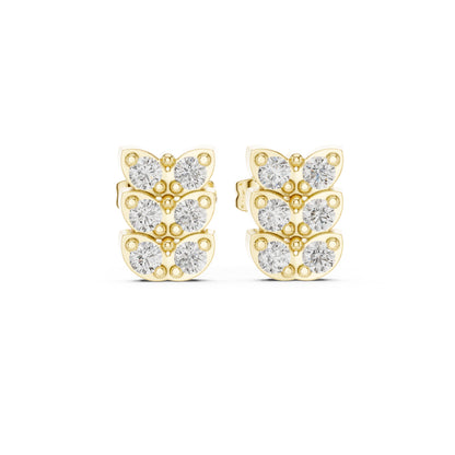 18K Yellow Gold Round Lab-Grown Diamond Wedding Earrings for Women | Pure Carat