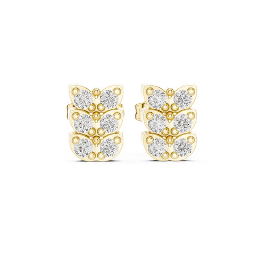 18K Yellow Gold Round Lab-Grown Diamond Wedding Earrings for Women | Pure Carat