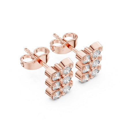 18K Yellow Gold Round Lab-Grown Diamond Wedding Earrings for Women | Pure Carat