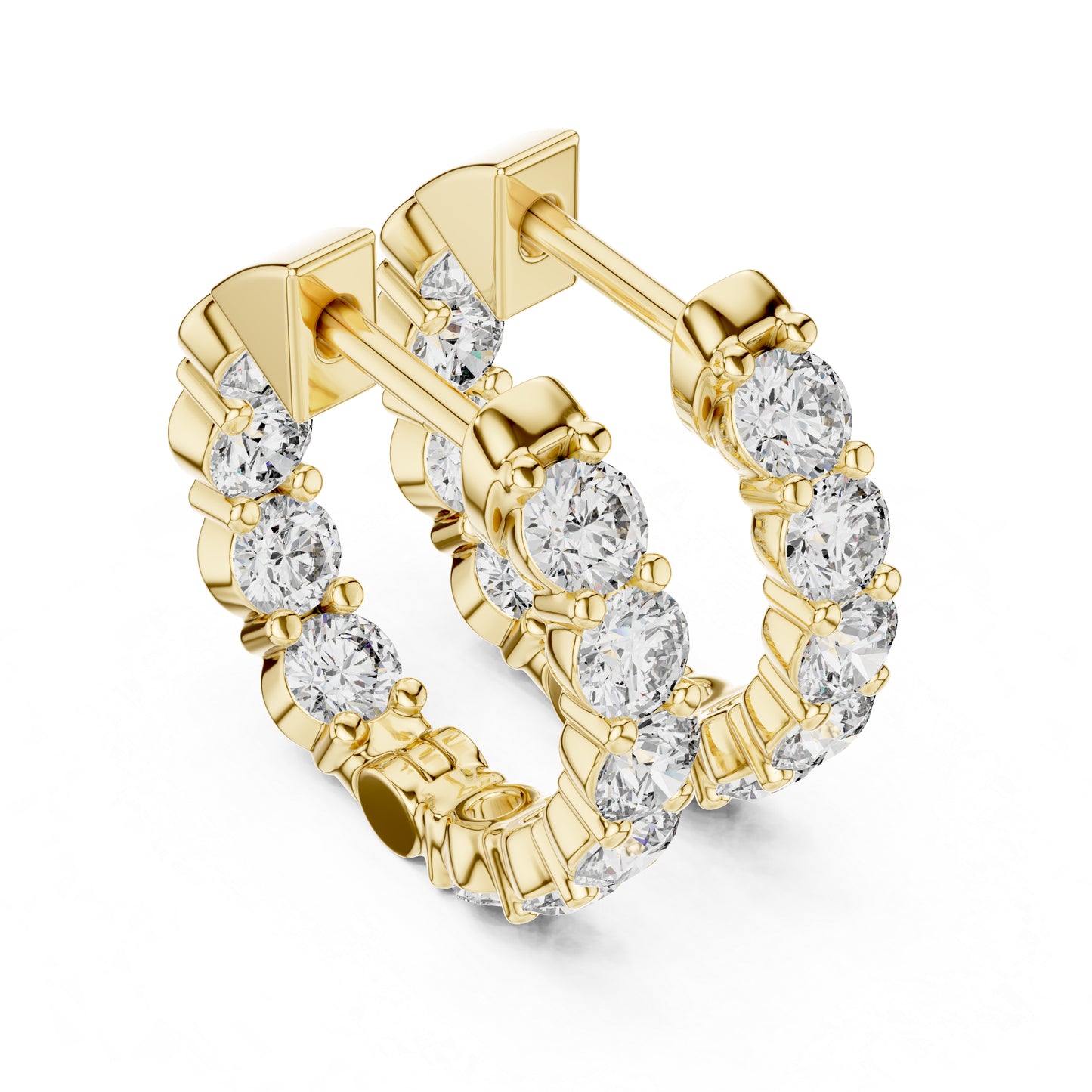 18K Yellow Gold Round Diamond Earrings for Women - Bridal Jewellery - Pure Carat