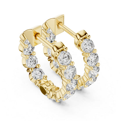 18K Yellow Gold Round Diamond Earrings for Women - Bridal Jewellery - Pure Carat