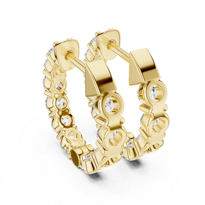 18K Yellow Gold Round Diamond Earrings for Women - Bridal Jewellery - Pure Carat