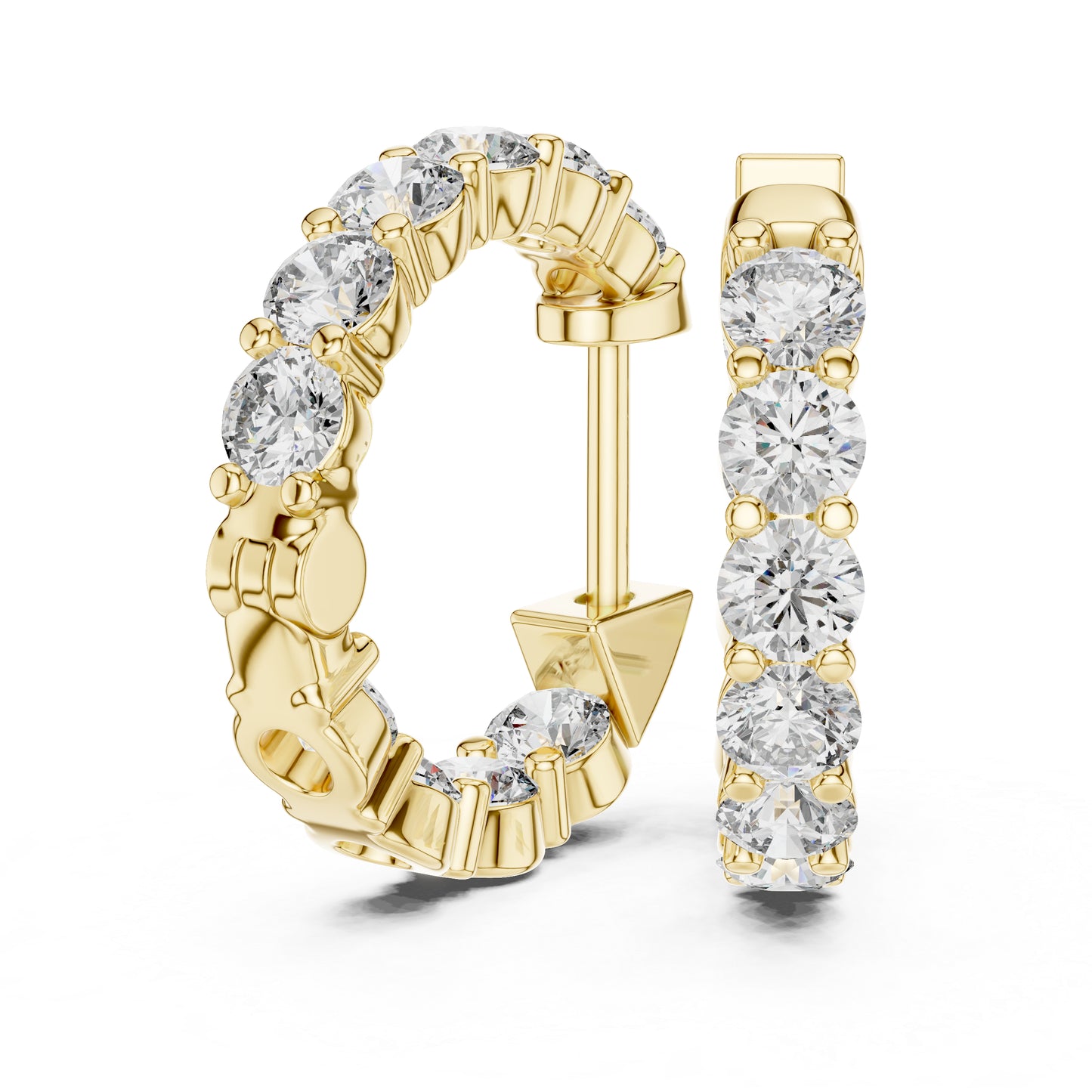 18K Yellow Gold Round Diamond Earrings for Women - Bridal Jewellery - Pure Carat