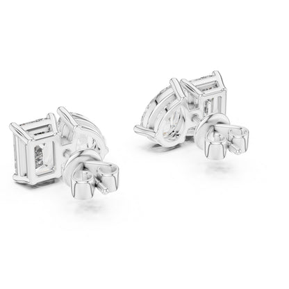 Pear & Emerald Lab-Grown Diamond Stud Earrings in 14K Yellow Gold - Pure Carat