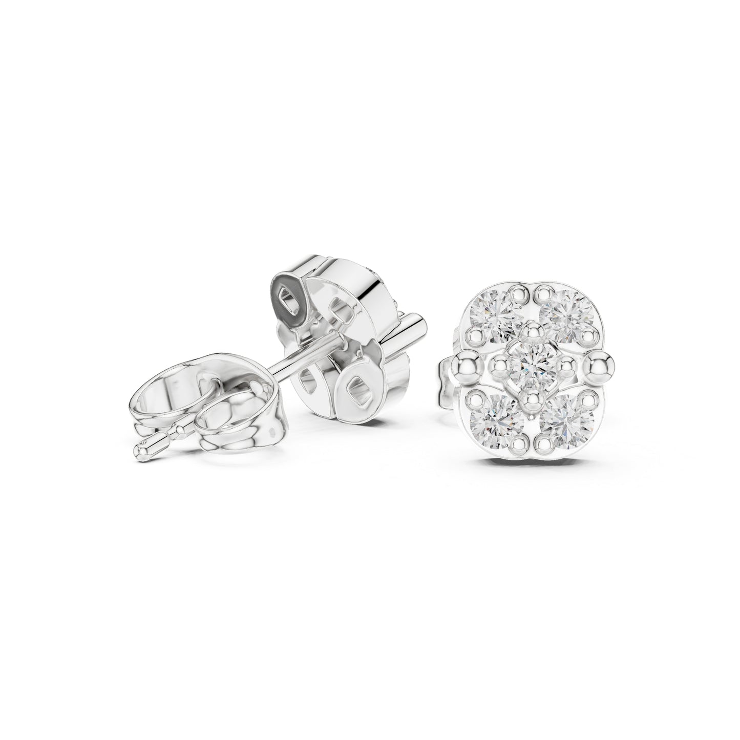 18K White Gold Round Lab-Grown Diamond Engagement Earrings for Women | Pure Carat