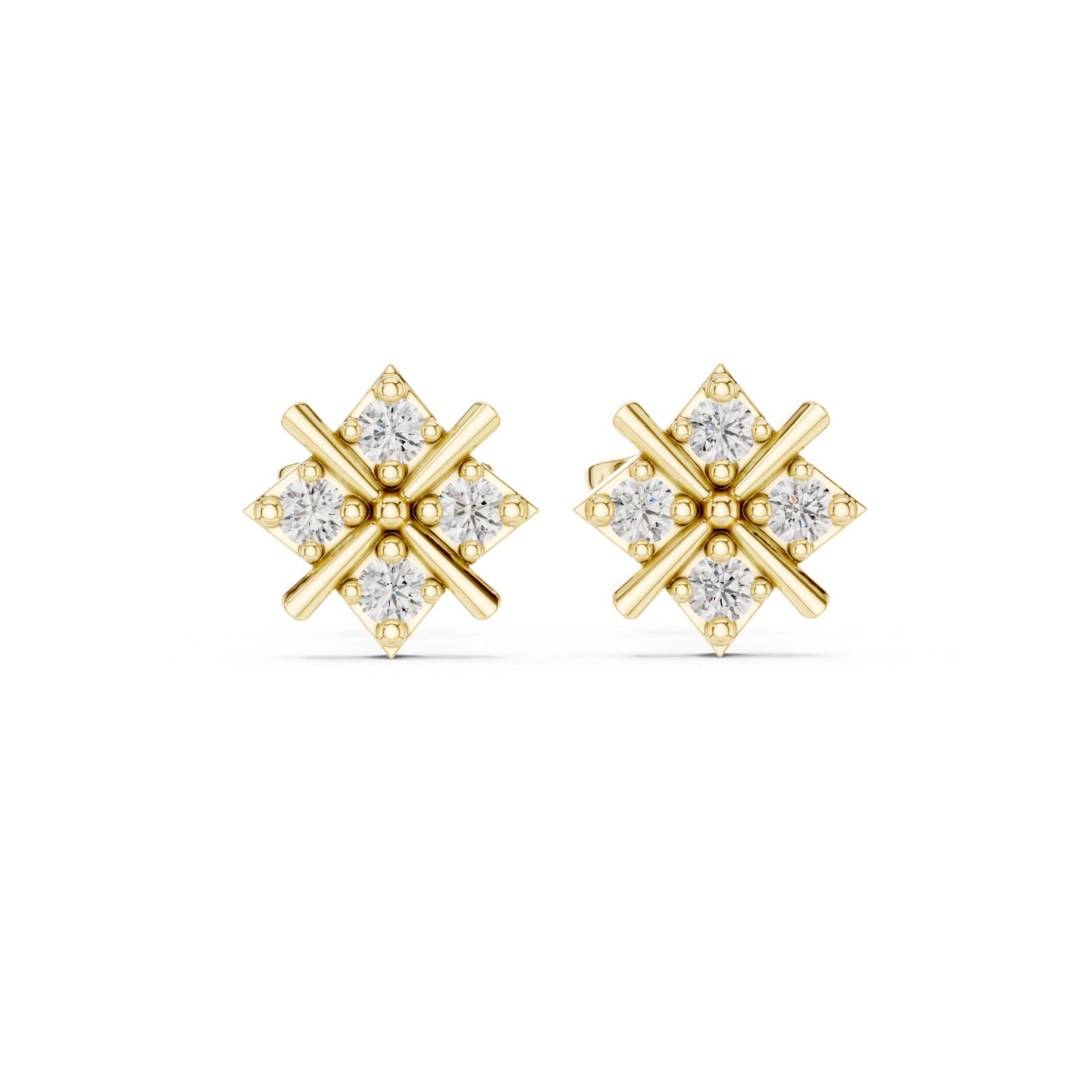 14K Yellow Gold Round Lab-Grown Diamond Wedding Earrings for Women | Pure Carat