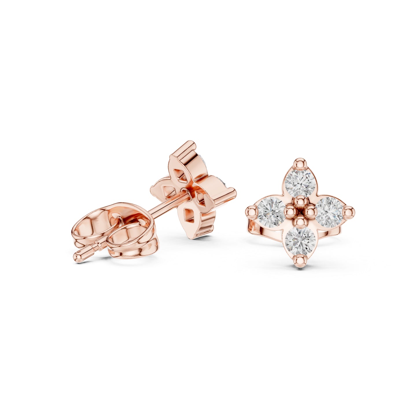14K Rose Gold Round Lab-Grown Diamond Engagement Earrings for Women | Pure Carat