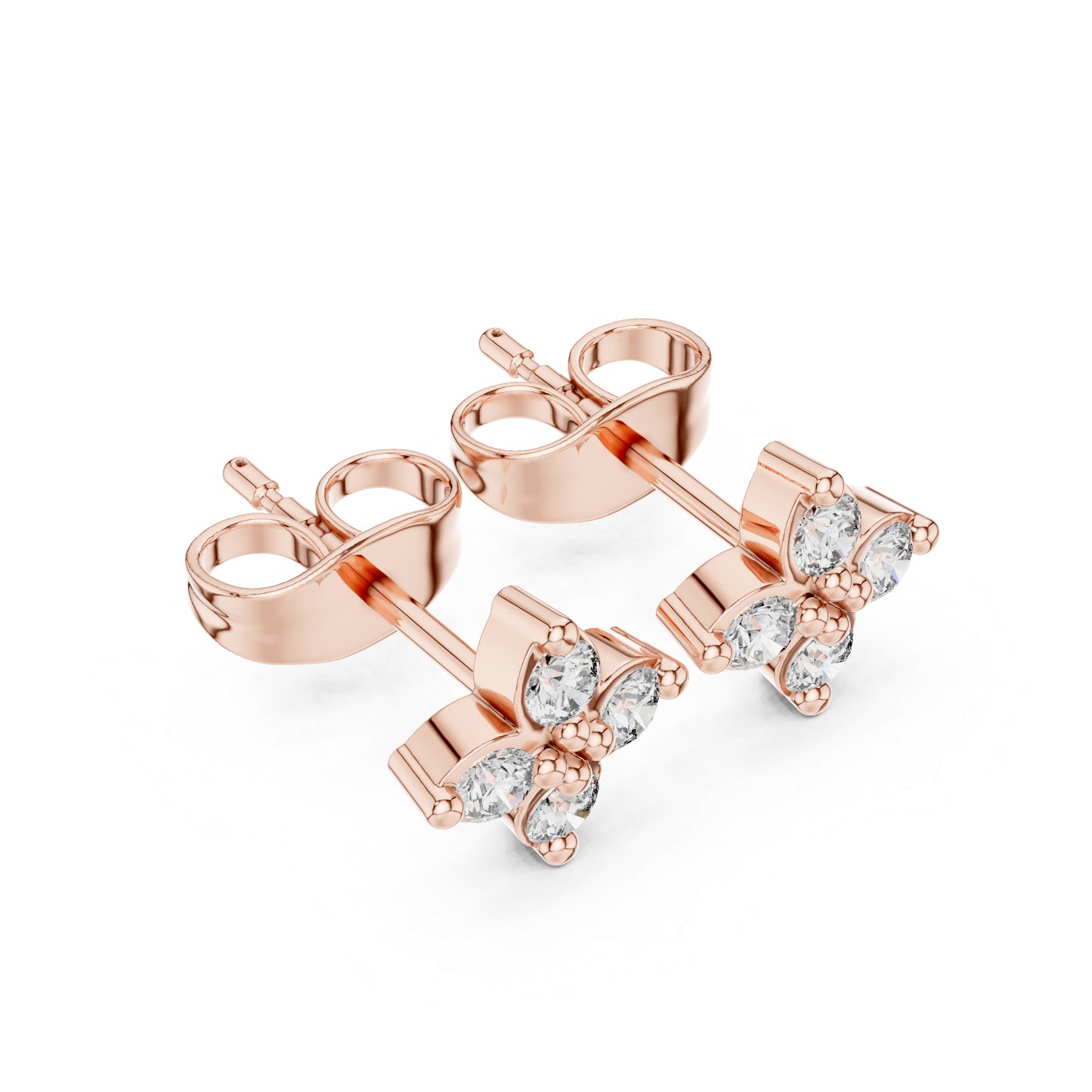 14K Rose Gold Round Lab-Grown Diamond Engagement Earrings for Women | Pure Carat