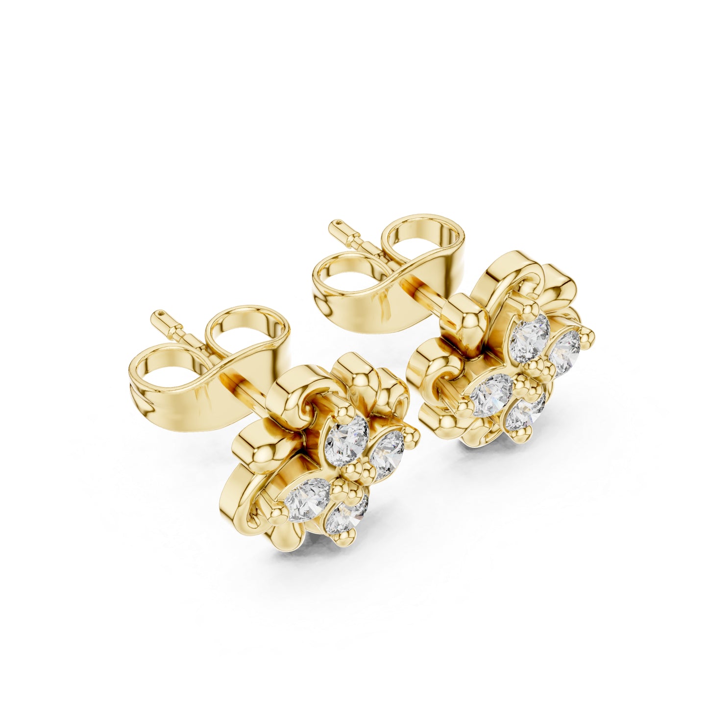 14K Yellow Gold Round Lab-Grown Diamond Wedding Earrings for Women | Pure Carat
