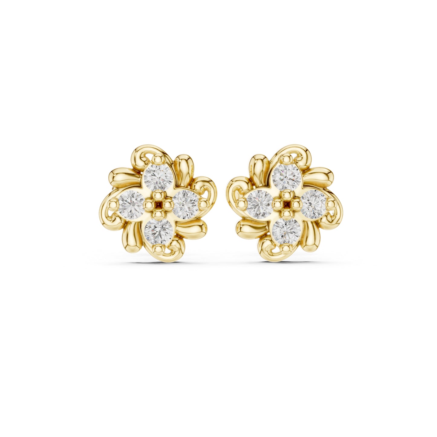 14K Yellow Gold Round Lab-Grown Diamond Wedding Earrings for Women | Pure Carat