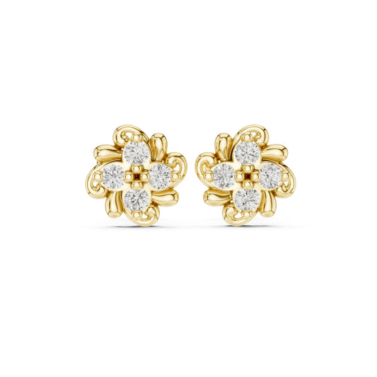 14K Yellow Gold Round Lab-Grown Diamond Wedding Earrings for Women | Pure Carat