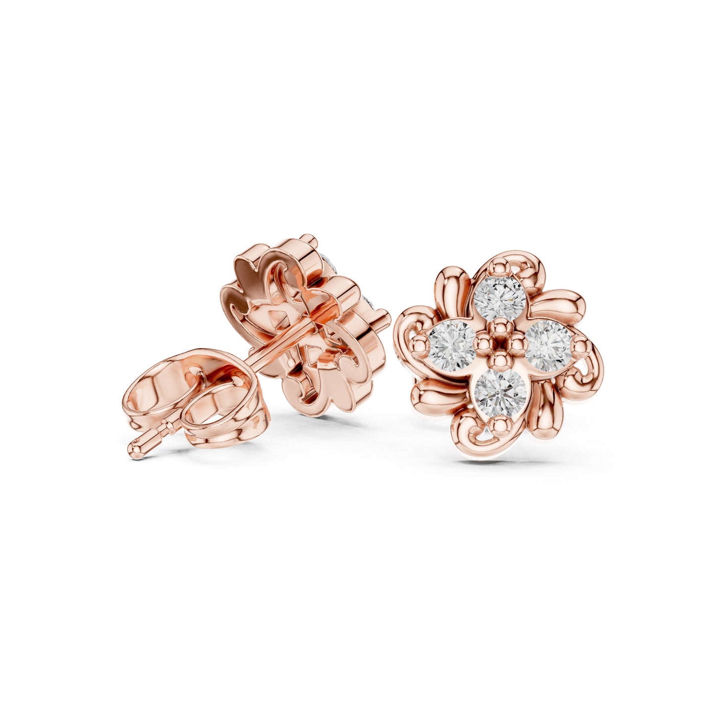 14K Yellow Gold Round Lab-Grown Diamond Wedding Earrings for Women | Pure Carat