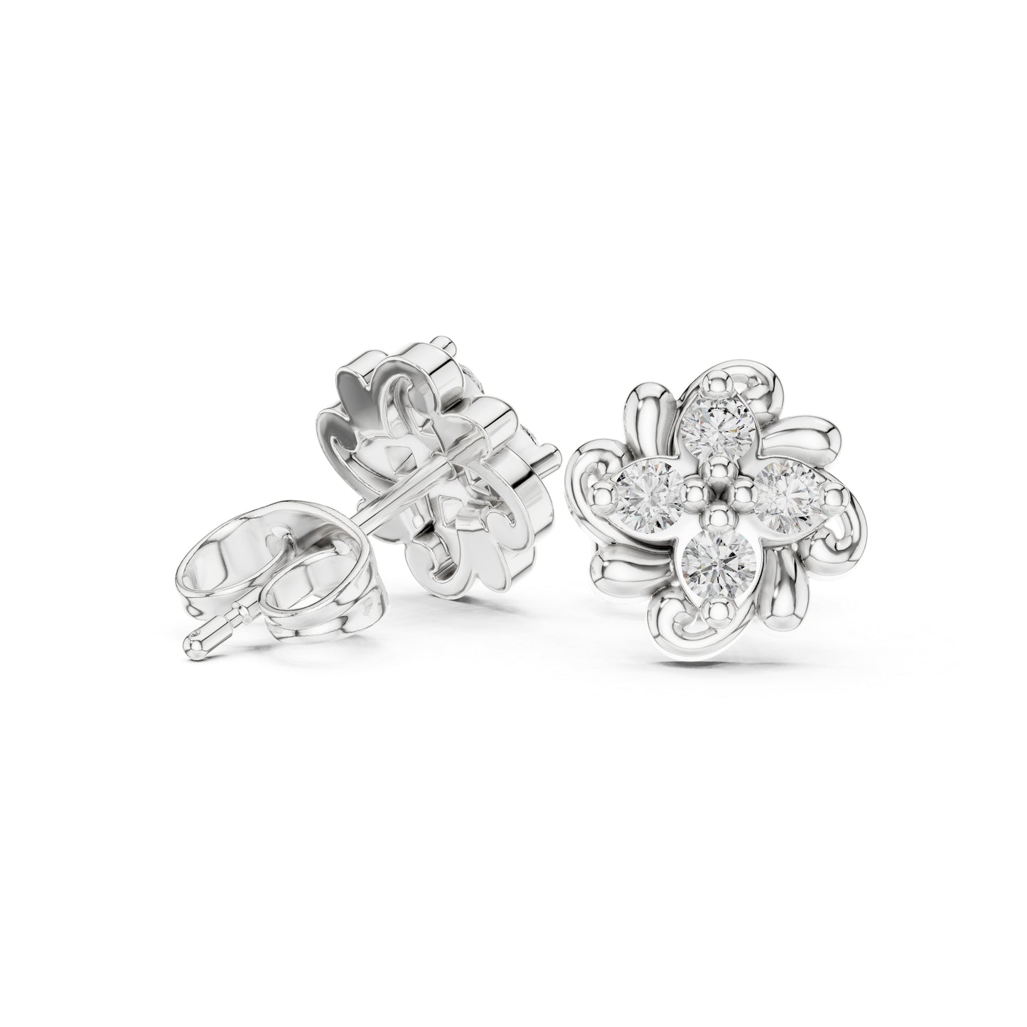 14K Yellow Gold Round Lab-Grown Diamond Wedding Earrings for Women | Pure Carat