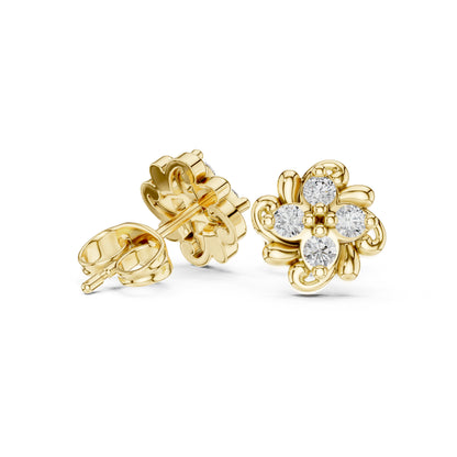 14K Yellow Gold Round Lab-Grown Diamond Wedding Earrings for Women | Pure Carat