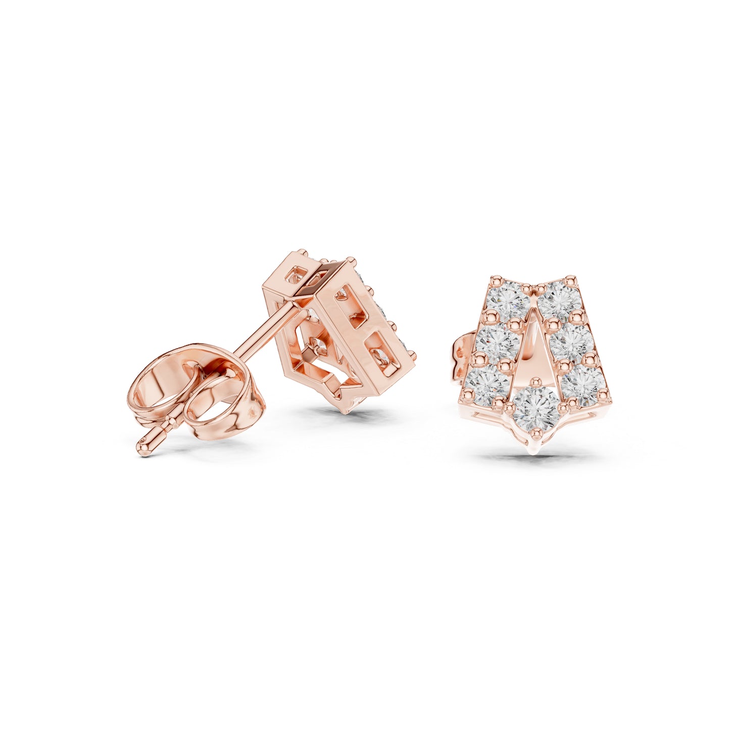 14K Rose Gold Round Lab-Grown Diamond Engagement Earrings for Women | Pure Carat