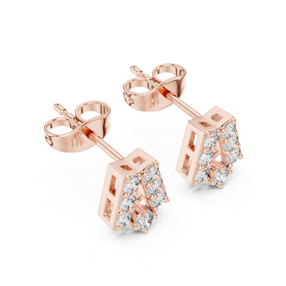 14K Rose Gold Round Lab-Grown Diamond Engagement Earrings for Women | Pure Carat