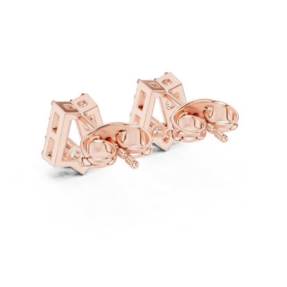 14K Rose Gold Round Lab-Grown Diamond Engagement Earrings for Women | Pure Carat