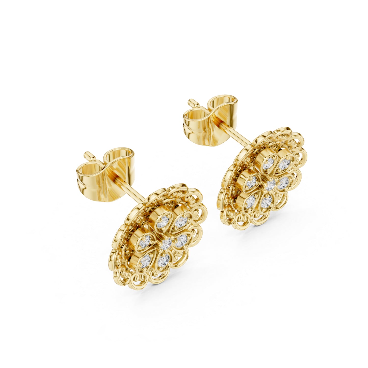 14K Yellow Gold Round Lab-Grown Diamond Engagement Earrings for Women | Pure Carat
