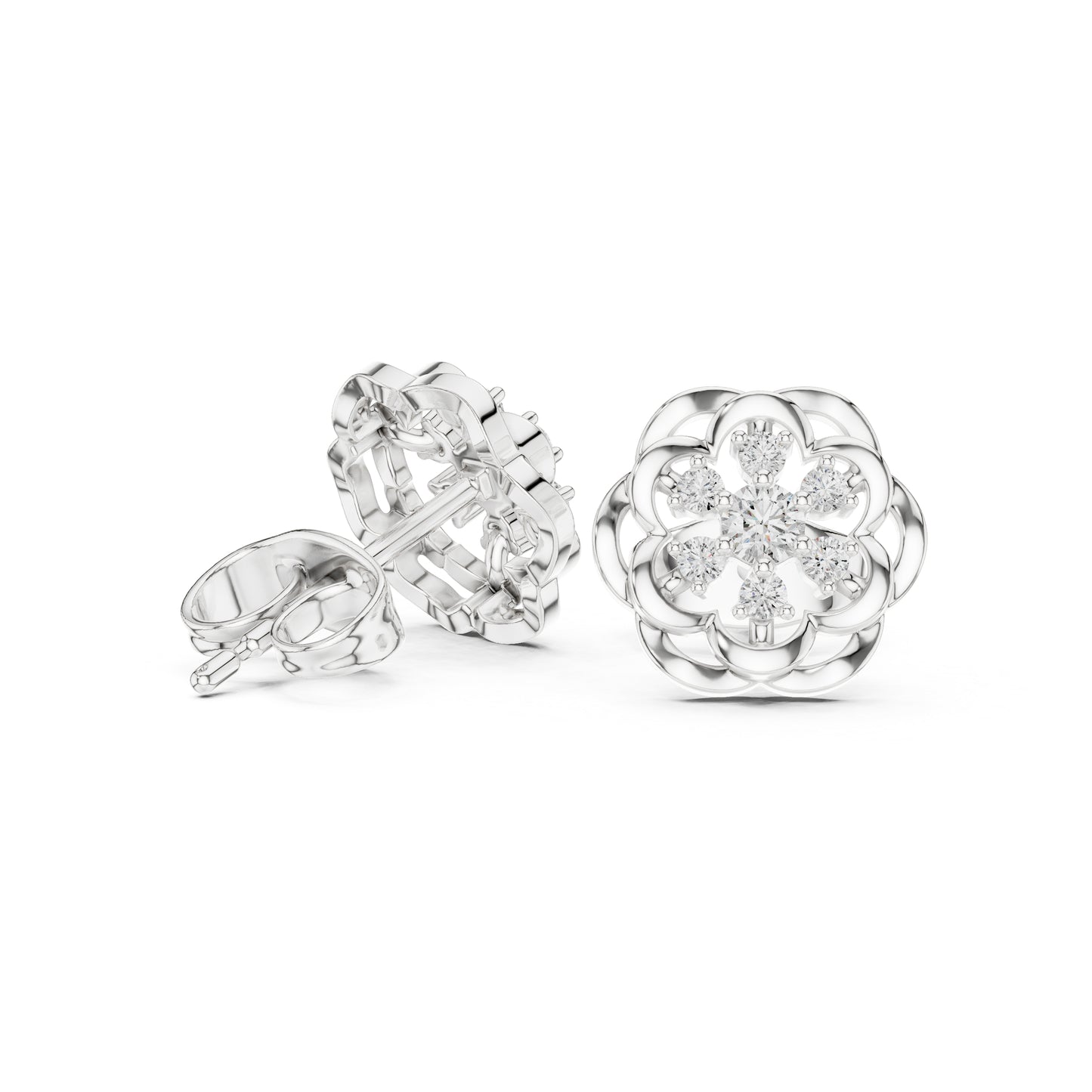 18K White Gold Round Lab-Grown Diamond Engagement Earrings for Women | Pure Carat