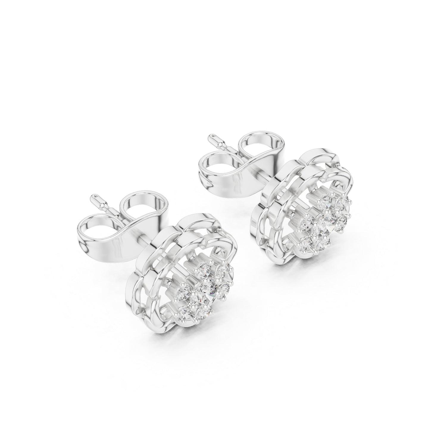 18K White Gold Round Lab-Grown Diamond Engagement Earrings for Women | Pure Carat