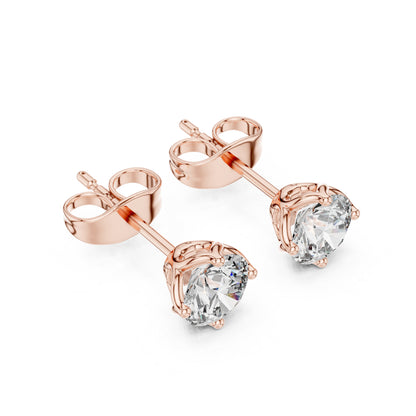 14K Rose Gold Round Lab-Grown Diamond Engagement Earrings for Women | Pure Carat