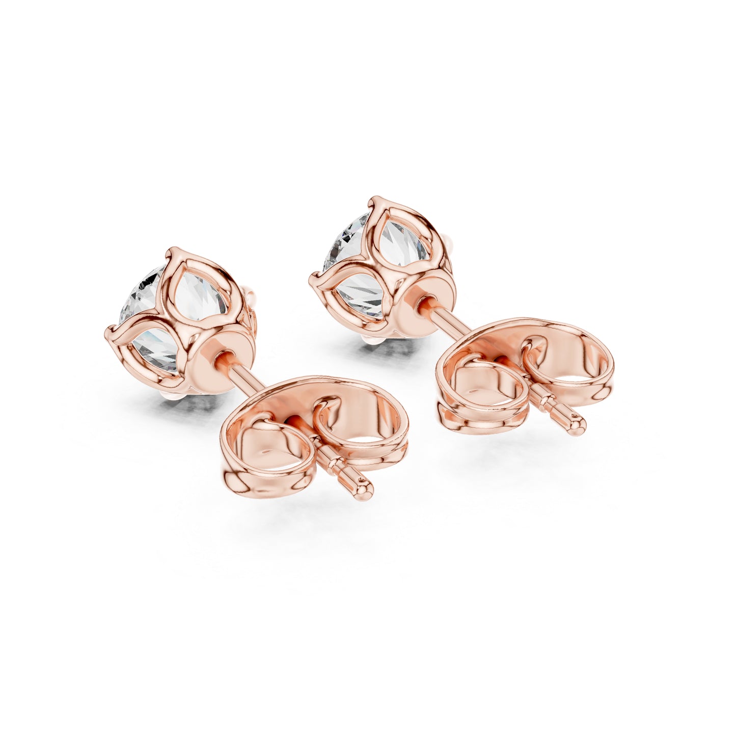 14K Rose Gold Round Lab-Grown Diamond Engagement Earrings for Women | Pure Carat