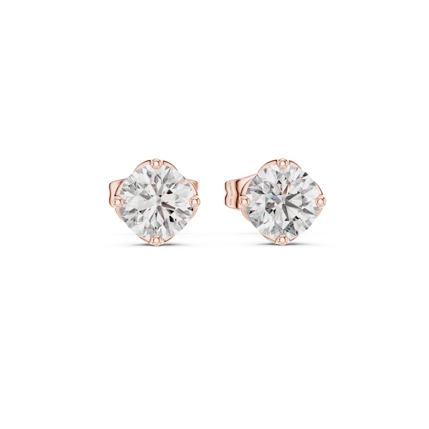 14K Rose Gold Round Lab-Grown Diamond Engagement Earrings for Women | Pure Carat
