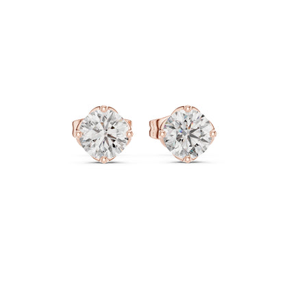 14K Rose Gold Round Lab-Grown Diamond Engagement Earrings for Women | Pure Carat