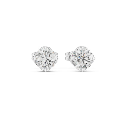 14K Rose Gold Round Lab-Grown Diamond Engagement Earrings for Women | Pure Carat