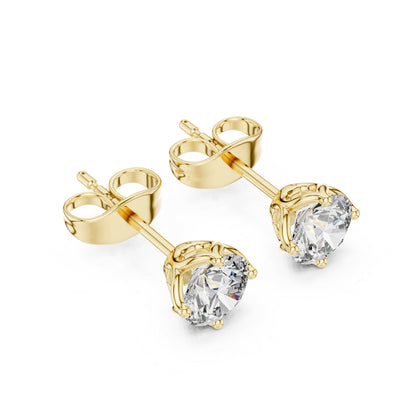 14K Rose Gold Round Lab-Grown Diamond Engagement Earrings for Women | Pure Carat