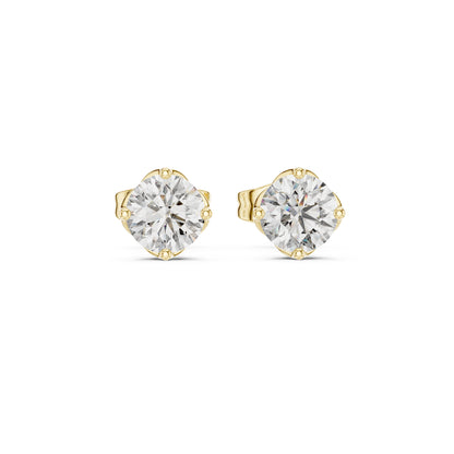 14K Rose Gold Round Lab-Grown Diamond Engagement Earrings for Women | Pure Carat