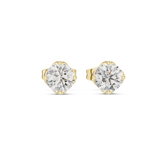 14K Rose Gold Round Lab-Grown Diamond Engagement Earrings for Women | Pure Carat