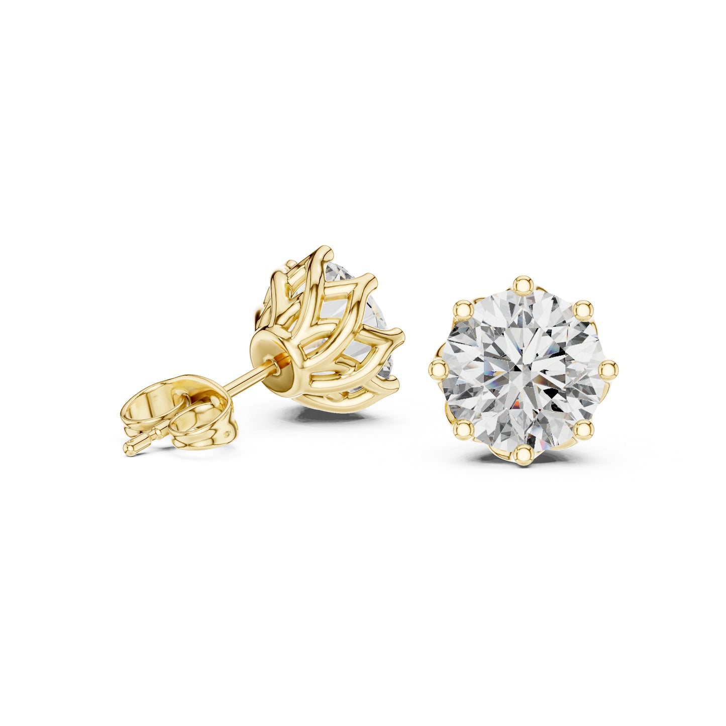 18K Yellow Gold Round Lab-Grown Diamond Engagement Earrings for Women | Pure Carat