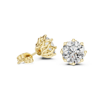18K Yellow Gold Round Lab-Grown Diamond Engagement Earrings for Women | Pure Carat