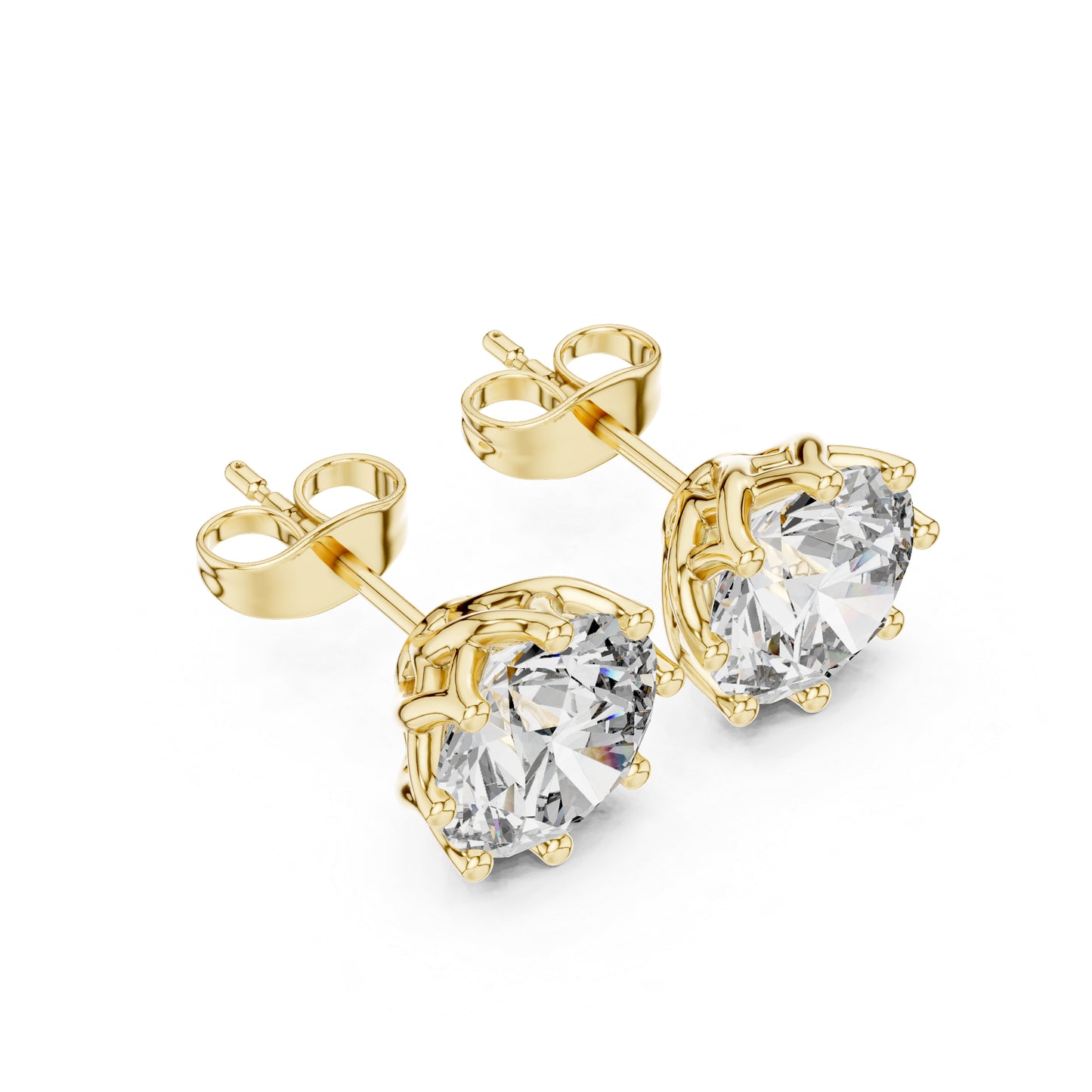 18K Yellow Gold Round Lab-Grown Diamond Engagement Earrings for Women | Pure Carat