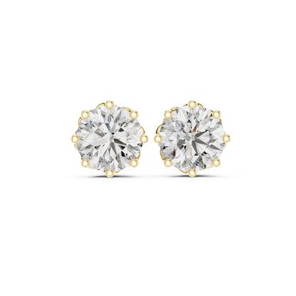 18K Yellow Gold Round Lab-Grown Diamond Engagement Earrings for Women | Pure Carat