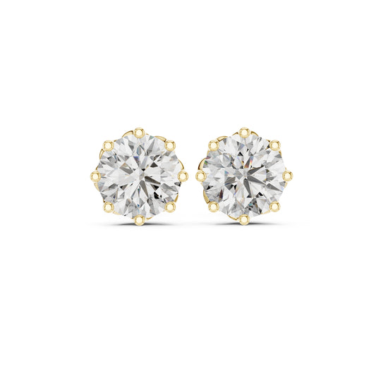 18K Yellow Gold Round Lab-Grown Diamond Engagement Earrings for Women | Pure Carat