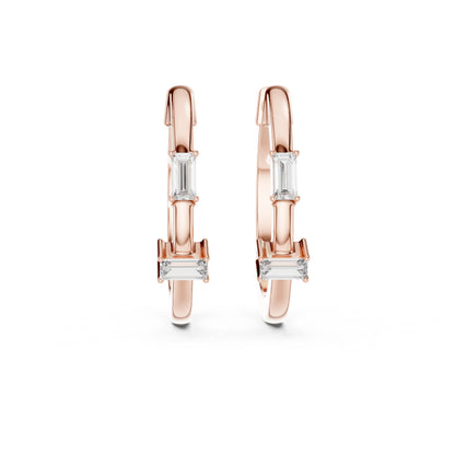 Pure Carat 18K Rose Gold Drop Earrings with Bug-Cut Lab-Grown Diamonds - Party Wear