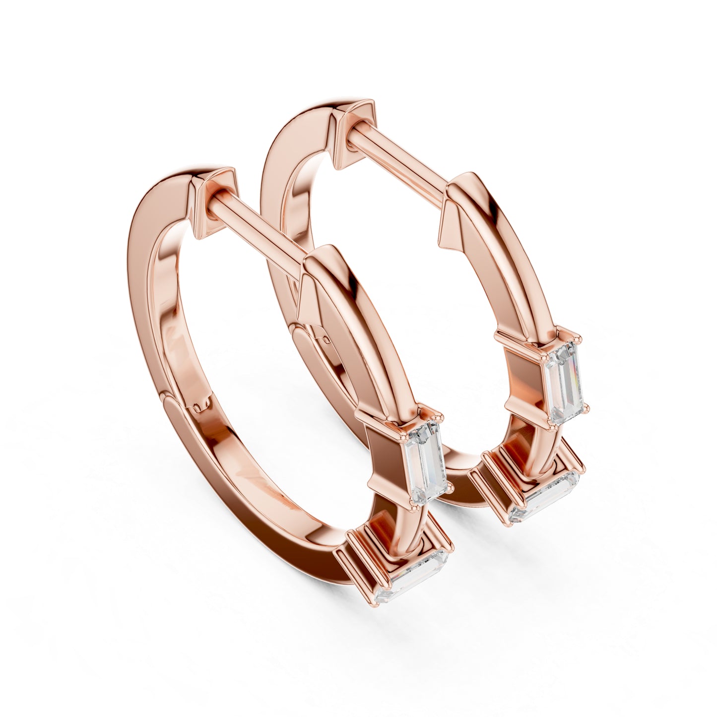 Pure Carat 18K Rose Gold Drop Earrings with Bug-Cut Lab-Grown Diamonds - Party Wear
