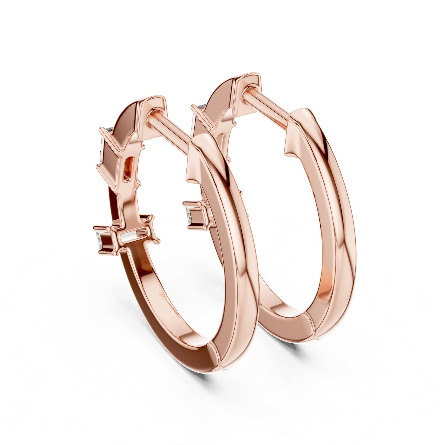 Pure Carat 18K Rose Gold Drop Earrings with Bug-Cut Lab-Grown Diamonds - Party Wear