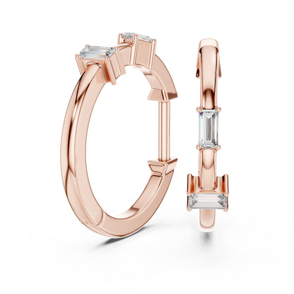 Pure Carat 18K Rose Gold Drop Earrings with Bug-Cut Lab-Grown Diamonds - Party Wear