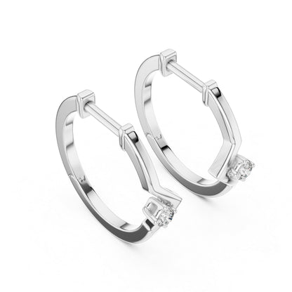 14K White Gold Round Cut Diamond Earrings for Women - Bridal Jewellery - Pure Carat