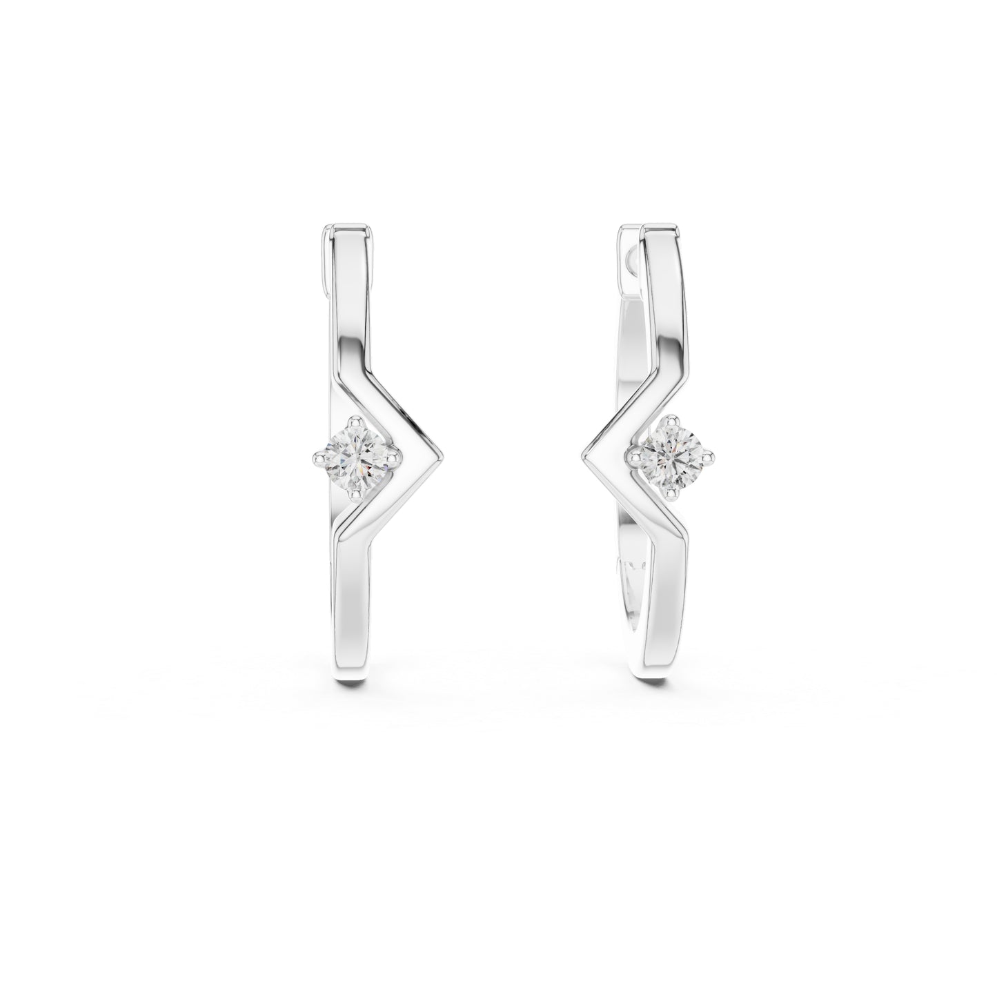 14K White Gold Round Cut Diamond Earrings for Women - Bridal Jewellery - Pure Carat